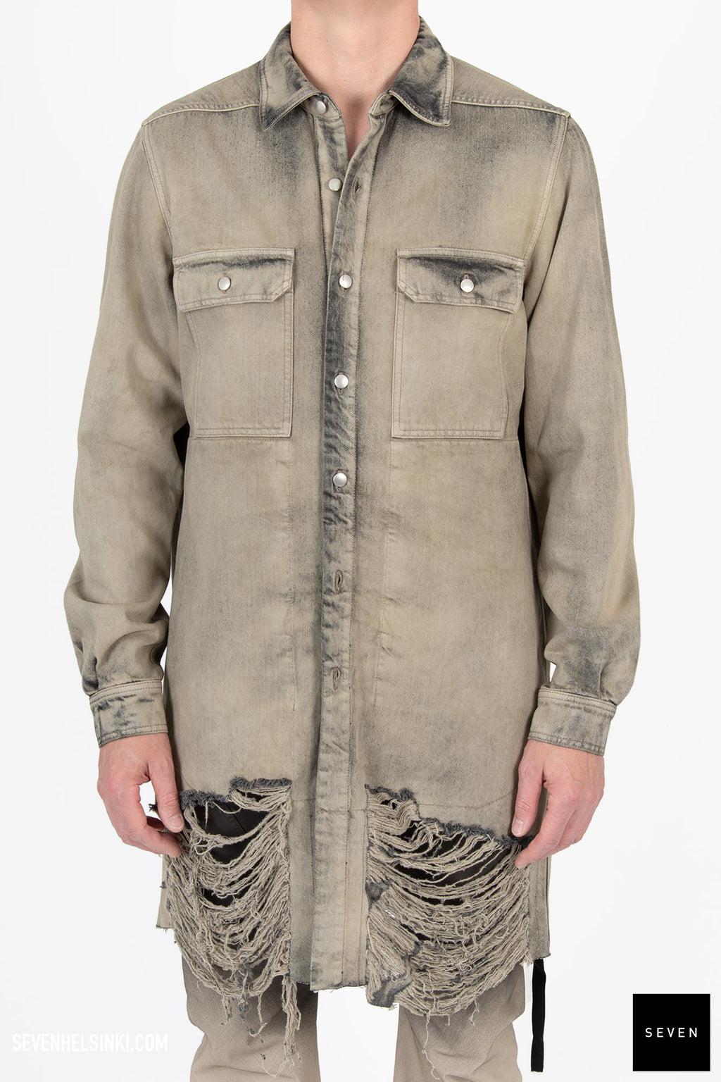 RickOwens DenimJacket オーバーサイズシャツ デニム Rick Owens DRKSHDW Jumbo デニム オーバーシャツ | ブルー