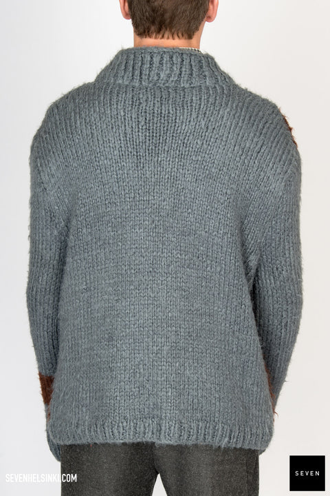 HEAVY SILK V COLLAR KNIT