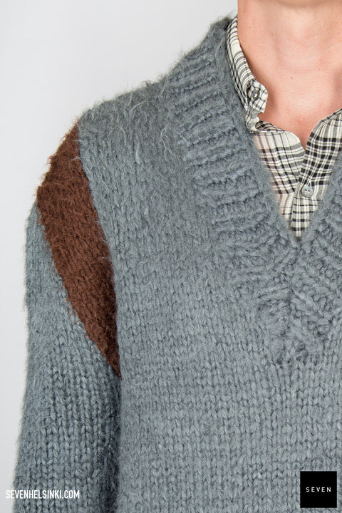 HEAVY SILK V COLLAR KNIT