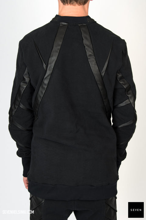 LEATHER DETAIL SWEATSHIRT