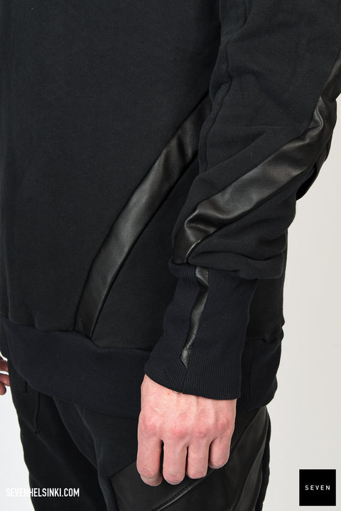 LEATHER DETAIL SWEATSHIRT