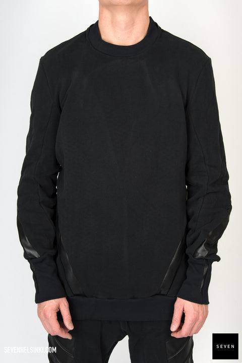 LEATHER DETAIL SWEATSHIRT